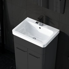 500mm White Ceramic Mid-Edge Basin comes with Single Tap Hole and Overflow