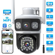 4MP Dual-Lens HD Wireless WiFi Camera Security IR Cam IP66 PTZ CCTV IR Outdoor