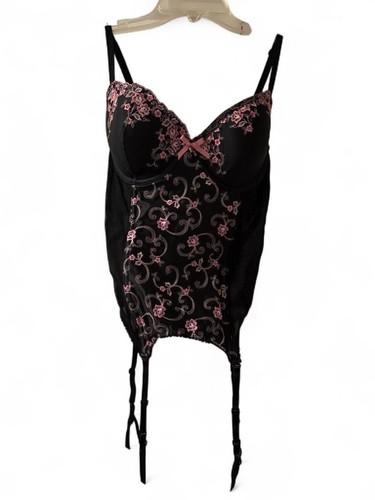 Black garter bodysuit - black,
