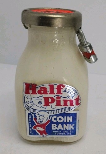 Vintage half pint glass milk - glass,