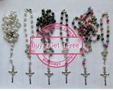 Lovely Rosary Beads Necklace Bracelet SP Crucifix  35 choices UK Seller