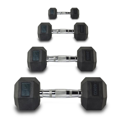 Hex rubber dumbbells sets - hex,