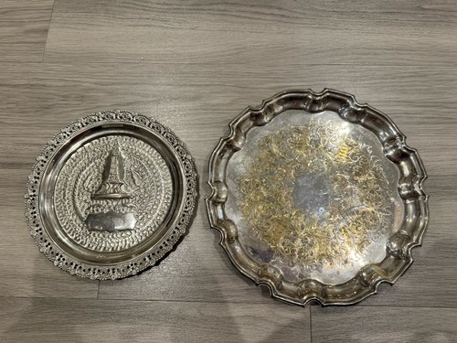 Silver decorative plate - silver,