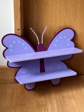 Purple Butterfly Wall Hanging Shelf – 2 Tiers – Kids Room Decor – From Next