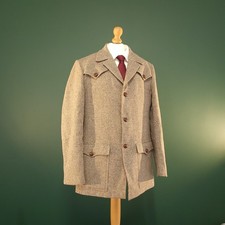 St Michael Hacking Blazer Men's 40L  Wool Herringbone Tweed Norfolk Jacket