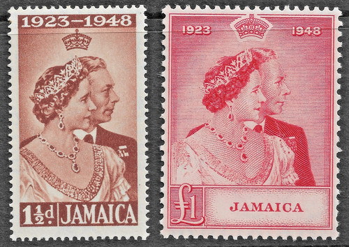 Jamaica stamps 1948 silver - jamaica,