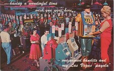 Postcard Vintage Las Vegas Nevada One Armed Bandits Casino 