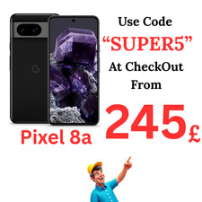 Google Pixel 8a 5G Black 128GB Factory Unlocked Android Phone Pristine A+