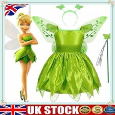 Kids Tinkerbell Fairy Pixie Fancy Dress Outfits Girls Princess Cosplay Costume