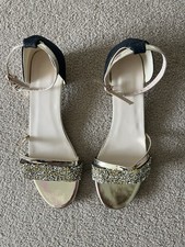 Ladies Gold and Glitter Sandals 8 UK