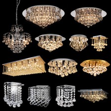 LED Crystal Droplet Chandelier Classic Elegant Ceiling Wall Light Fixtures 