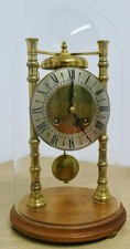 Antique French 8 Day Top Bell Striking Skeleton Mantle Clock Under Glass Dome