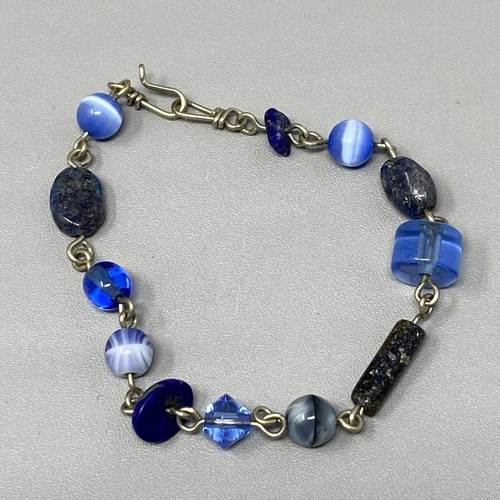 Glass stone bead bracelet blue - glass,