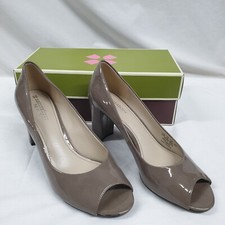 Naturaliser Carmen Patent UK Size 6.5 Women's Court Shoes Peep Toe Truffle/Taupe