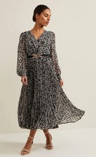 Phase Eight Anaya Pleated Maxi Dress with Belt Size 18 Wedding Guest