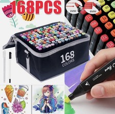 Dual Tip Manga, Design Pen Quick-Dry Storage Case Set 168 Alcohol Markers 