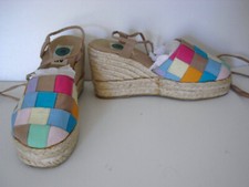Colourful espadrilles wedge sandals Patchwork platform size 4.5 - small 5 NV
