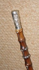 WW1 Military '1st Surrey Rifles' Swagger Stick - Silver Top & Stud Detailing