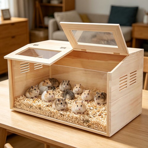 Wooden hamster cage - cage,, large