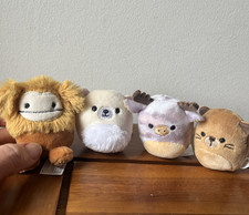 4 Squishmallows Squishville Mini Plush Toys 2-2.5” Big Foot Beaver Moose/Deer 
