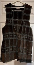 Boho/festival Vintage Brown Leather Sleeveless Jacket