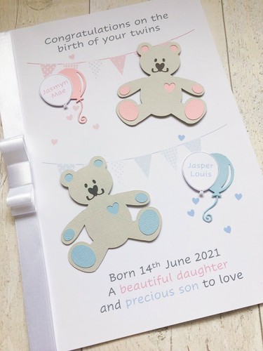 New baby card - card, twins