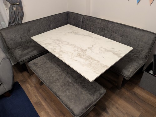 Corner dining table and bench - and,