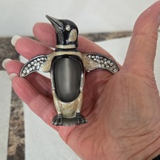 Arora Hidden Treasures Emperor Penguin Perfume Bottle Enamel & Crystal 3.25"