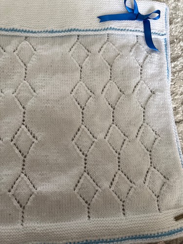 Hand knitted baby blanket 071 - ,