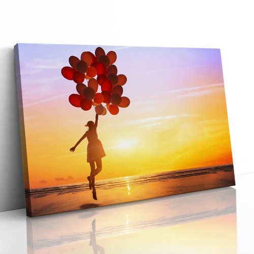 Girl jumping with balloons - with,