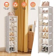 8 Tier Metal Shoe Rack Tall Storage Shelf Unit Cabinet Organiser Footwear Stand