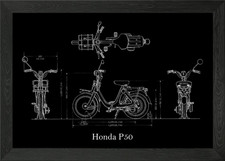 Honda p50 blueprint framed - blueprint,