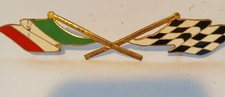 Alfa Romeo Italian Flag and  Chequered Flag  Metal Car Badge