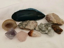 9 Collection Raw Natural Rocks &Minerals 7.79 gm Agate Quarts Crystals Amethyst