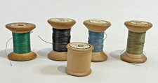 LARGE VINTAGE WOODEN COTTON REELS BOBBINS - ERMEN & ROBY RARE