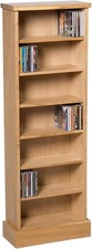 Narrow Oak Storage Tower – 7-Tier Wooden CD DVD Book Display Shelf Unit