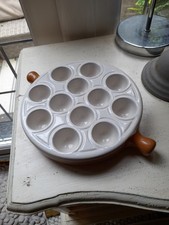 French vintage pottery heavy egg holder shabby chic