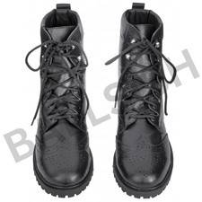 Handcrafted Black Leather Ghillie Brogues – Scottish Kilt Dress Shoes