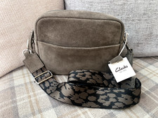 NEW CLARKS KIERRA DARK GREY SUEDE CROSSBODY BAG