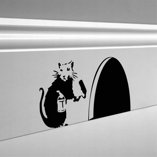 Banksy rat skirting board - rat,
