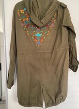 Embroidered detail parka coat