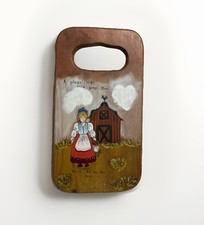 Vintage 1978 Hand Painted Folk Art Wood Plaque Farmhouse Kitchen Wall Sign RW