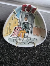 vintage hand-painted Italian ceramic divided Plate with a Cafe de Paris design