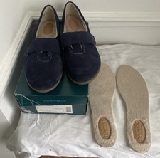 Hotter Toasty Navy Suede Slippers UK size 9 STD + Spare Insoles Made In ENGLAND