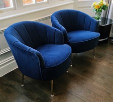 Set of 2 Navy Blue Velvet