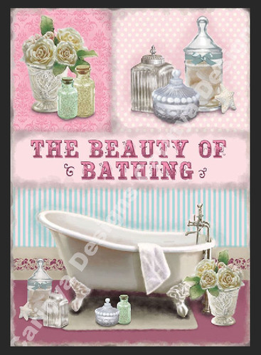 Beauty bathing metal sign - of,