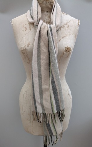 Wool scarf stripe - wool, brown