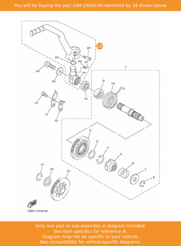 Yamaha kick crank - kick, assy
