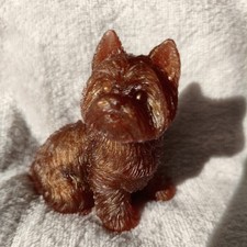 Homemade Resin Yorkie Yorkshire Terrier Dog Figurine Ornament In Brown Gift Idea