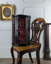 Small Wall Hanging Ebonised Lunette Display Cabinet